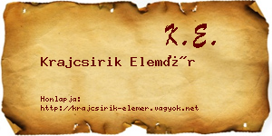 Krajcsirik Elemér névjegykártya